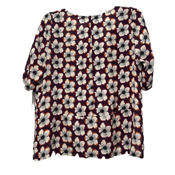 Attic and Barn Silk Shirt Top Women's XL Short Sleeve V Neck Floral Chic Office - Picture 2 of 5